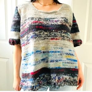 2/$75 vintage hand knit colourful sweater - xl